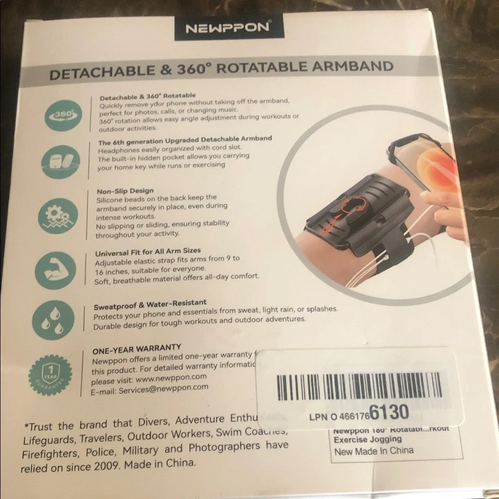 NEWPPON Detachable 360° Rotatable Black Armband